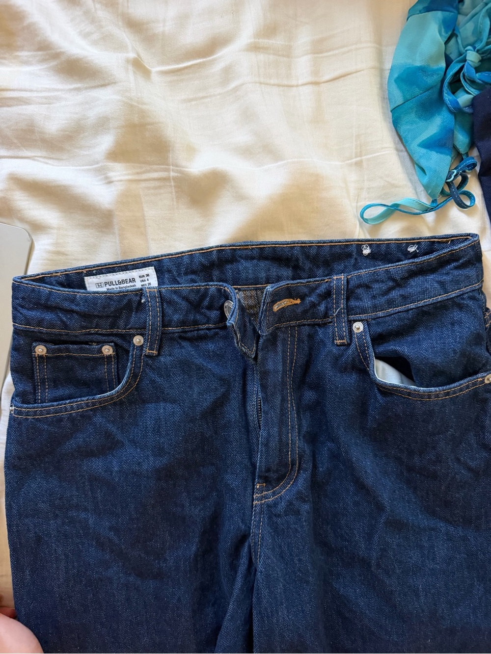 Pull&Bear Women's Deep Blue Straight Leg Jeans